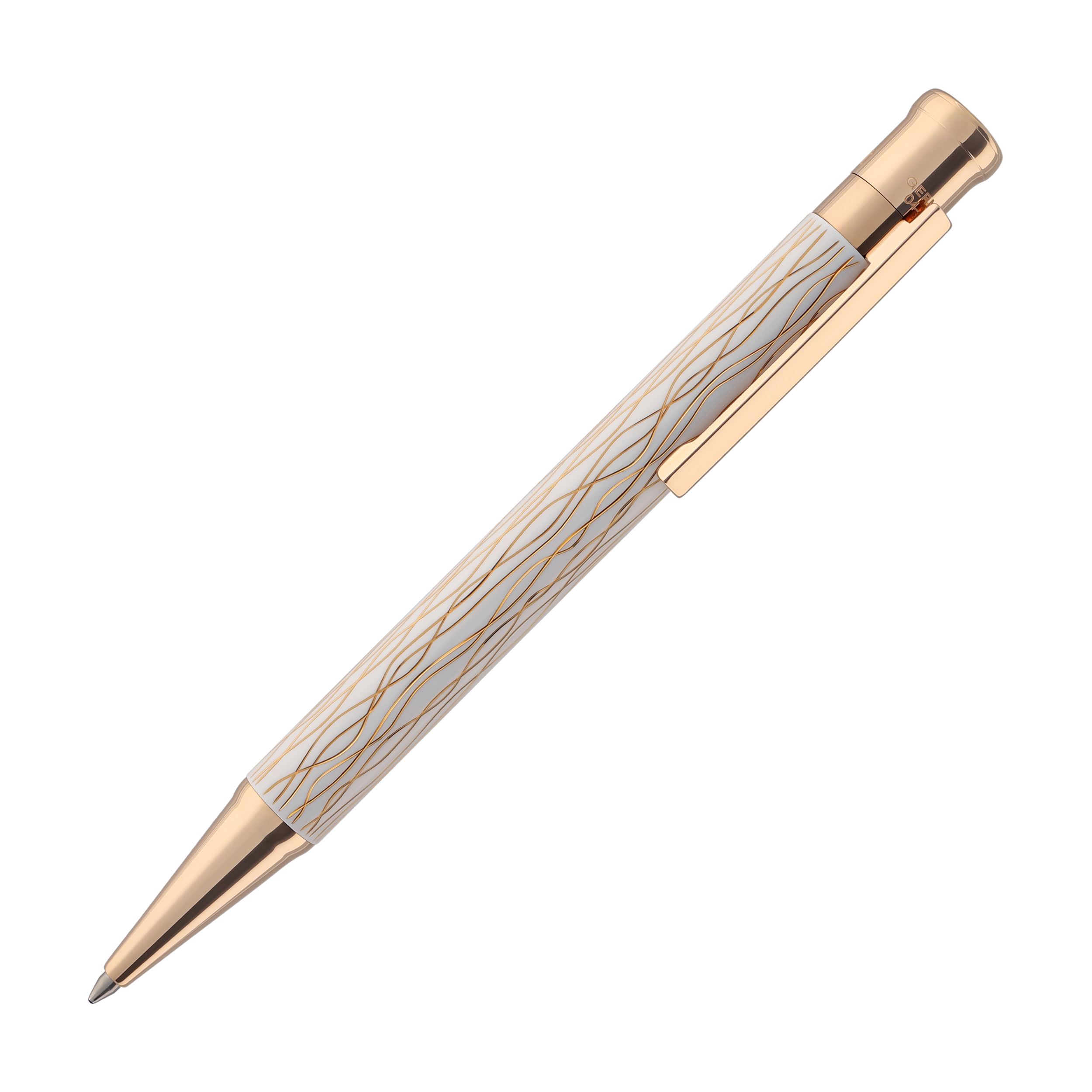 Otto Hutt Design 04 Ballpoint Pen in Wave White with Rose Gold Trim ...